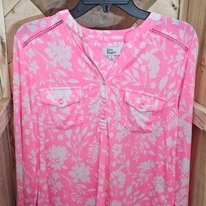 Kim Rogers Pink and White Floral Blouse